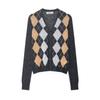 Ropa de Mujer Transfronteriza al por Mayor Otoño Nuevo Estilo Europeo y Americano Patrón de Diamantes Retro Chaqueta de Punto 9598212