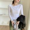 Una generación de camisa interior de pelo para mujer otoño e invierno cuello delgado manga larga color sólido moda temperamento comodín delgada capa base