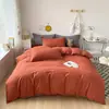 Jie Liya Algodón Puro Hilo 40S Teñido en Hilo Algodón Lavado Rayas Borde de Concha Estilo Japonés Juego de Cama de Cuatro Piezas Funda de Edredón Individual Disponible para Mayorista