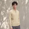 Yizhi Suéter de Punto Vertical de Cable Retro 2026 Otoño/Invierno para Hombre con Media Cremallera Suéter Casual Capa Base