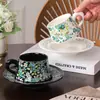 Estilo Francés Lujo Ligero Alto Valor Estético Flor Cerámica Taza de Café y Platillo Caja de Regalo juego Regalo de Acompañamiento para Mejor Amiga para Regalo de Boda