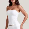 Comércio eletrónico transfronteiras: Estilo europeu e americano, justo, sem alças, design sexy nas costas, ombro a ombro, top fitness sem mangas, roupa de yoga, top esportivo para mulheres