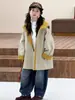 Gabardina con capucha color caqui para niña, nuevo estilo coreano de primavera y otoño, de longitud media, chaqueta infantil casual y versátil, moderna para otoño