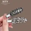 Presilha de cabelo estilo coreano Dongdaemun com strass cinza-prata, presilha jacaré requintada e sem costura, versátil para cabelos soltos e franjas, novo clipe lateral