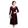 2023 Nuevo Otoño para Mujeres de Mediana Edad Elegante Manga Larga Largo Medio Falso de Dos Piezas Vestido de Vestido de Madre de Boda