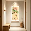 Pintura de pared de entrada: Pintura Decorativa en Rollo "Nueve Peces, Loto y Carpa Koi 'Año Tras Año de Abundante Fortuna'," pintura decorativa para caja de medidor eléctrico
