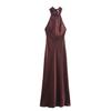Comércio Exterior Novo Elegante Francês Vestido com Gola Halter Feminino Estilo Europeu e Americano High-End Sem Costas Outono