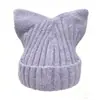 Gorro de Punto con Orejas de Gato de Nuevo Estilo Otoño e Invierno Transfronterizo para Mujer, Circunferencia de Cabeza Grande, Hace que la Cara se Vea Más Pequeña, Cálido, Casual, Moda Coreana