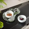 Plato de Postre y Fruta de Jade Blanco Chino de Lujo Moderno Modelo para Habitación Oficina de Ventas de Hotel Adornos Decorativos Suaves