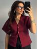 Comercio Exterior Wholesale Primavera y Otoño Nuevas Prendas Deportivas de Punto para Mujer de Manga Corta y Cuello en V Planas Europeas y Americanas Transfronterizas