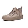 Zapatos de caña alta con puntera de concha para mujer, Piel auténtica, Nuevo estilo Otoño e Invierno 2026, Tenis blancos, Estilo de hada, Retro, Nicho, Estilo simple, Botines