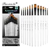 Set de Pintura de 12 Pinceles de Nylon de Pelo Blanco de Venta Caliente Transfronterizo Acrílico Óleo Pincel Estudiante de Arte Pintura Pluma Mayorista