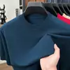 Bestseller de live streaming: Camiseta de malha de cor sólida com mangas curtas, suéter fino de malha masculina business casual com gola redonda e meia-manga, camiseta de malha para usar por baixo