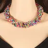 Nuevo Collar de Cuentas Multicolor Exagerado de Múltiples Capas Estilo Europeo y Americano de Amazon Cadena Corta Simple para Mujer Cadena para Clavícula