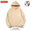 Blusões com Capuz Espessos Forrados com Fleece de Algodão Chinês 420g para Homens e Mulheres, Moletons de Cor Pura, Uniformes de Classe Soltos, Roupas de Trabalho Estampadas