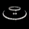 Ventas Directas de Fábrica Moda Joyería Nupcial Lujo Cadena de Garra de Diamante Brillante Set de Pendientes Pulsera Collar con Strass y Circonita Soldados
