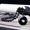Amuleto de seguridad de obsidiana natural, colgante de piedra, llavero, colgante para cadena de teléfono móvil, adorno colgante para coche, cristal negro, collar portátil para hombres y mujeres