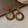 Pendientes de Corazón de Madera Color Café Transfronterizos Europeos y Americanos, Pendientes Estilo Retro Maillard, Pendientes de Diseño de Nicho para Mujer