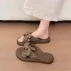 Sandálias Casuais Antiderrapantes com Solado Grosso, de Calçar, para Uso ao Ar Livre, Novidade Verão 2026 Estilo Coreano Feminino com Bolinhas e Laço para Mulheres