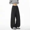 Pantalones casuales de corte inclinado estilo americano para hombre, primavera y otoño, finos de seda helada, secado rápido, transpirables, cordón elástico, pierna recta curva, pantalones largos