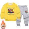 Ropa para Niños Space Wolf Matando Pantalones Conjunto de Dos Piezas Otoño e Invierno para Niños Nuevo Conjunto de Suéter Grueso con Forro Polar