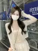 Tejido de Punto de Manga Larga Estilo Coreano para Mujer Primavera Nuevo Botón de Diamante de Una Fila Corto Delgado Versátil Protección Solar Cardigan para Aire Acondicionado