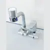 Torneira de pia de furo duplo água fria e quente pia fria quente banheiro dois em um pia torneira rotativa universal