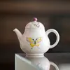 Dinastias Tang e Song Rosa Cereja Borboleta Sonhador Colorido Estilo Japonês Pintado à Mão Coleção de Conjunto de Chá Conjunto de Chá Kung Fu Bule Doméstico Gaiwan Xícara de Chá