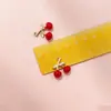 Pingente fofo de cereja tridimensional, berloque de fruta com gota de óleo, acessório para brinco e pulseira DIY feito à mão, atacado do fabricante