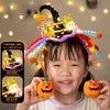 Linterna de Calabaza de Halloween Adornos Luminosos Accesorios de Decoración Palo Giratorio Niños Hecho a Mano Material DIY Regalos