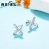Pendientes de trébol de cuatro hojas de plata de ley 925, pendientes de pétalos, con exquisita joyería de plata recomendada por fabricantes mayoristas.