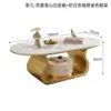 Mesa de centro oval em pedra sinterizada de luxo leve estilo italiano, moderna e estilosa, para salas de estar pequenas, uso doméstico simples, conjunto de novo modelo