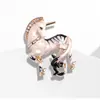 Broche de Unicornio Estilo Barroco Retro Europeo y Americano Color Esmalte Completo Diamante Animal Pin Hermoso Accesorio para Abrigo Broche