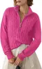 Suéter Cruzado de Manga Corta para Mujer Amazon Otoño e Invierno 2025 Cuello Semi Alto Cremallera Costilla Retorcida Jersey Estilo Holgado