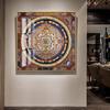 Pintura Colgante Thangka Oro Negro Mantra de Seis Caracteres Sutra del Corazón Mural de Entrada Mandala Rueda de Mantras Salón Budista Ropa Amarilla de Tíbet