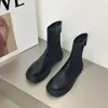 Botas Nuevas de Suela Gruesa Otoño/Invierno 2026 para Niñas Botas Estilo Martin Blanco Botas de Primavera/Otoño de Una Sola Capa Botas Elásticas Adelgazantes Botines Chelsea