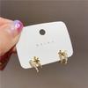 Estilo Coreano Estilo Celebridad de Internet Pendientes de Estrella de Cobre Puro con Cristal Versátiles Dulces de Moda Pendientes en Forma de C Venta al por Mayor en Stock