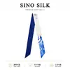 Nuevo Estilo Chino Seda de Morera Cinta Fluida Personalización Seda Real Francesa Tira Larga Bufanda de Seda Personalización Bufanda con Estampado Digital Azul y Blanco de Doble Cara Personalización