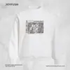 Moletom com Capuz Redondo Estampa de Figura Abstrata Borrada Solto Masculino Primavera e Outono Streetwear Tendência Casual com Bolso