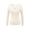 Tricô Sexy de Manga Longa com Renda Sexy Decote V Curto Puro Desejo Camisa Básica Sexy para Cintura