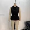 Item Quente de Venda no Aliexpress Item Transfronteiriço 2026 Primavera Novo Versátil Elegante Cor Sólida Sem Mangas com Cinto 1322617