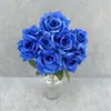 Flor de simulação flor de rosa artificial 9 cabeças buquê de rosa com diamante simulação com folhas decoração de casamento decoração de casa flor artificial