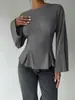Moda europeia e americana transfronteiriça, top plissado justo de manga comprida, novo estilo, disponível na Amazon e em sites independentes, camiseta de gola alta para outono/inverno, roupas femininas