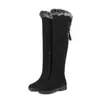 Suministro Transfronterizo Botas de Piel de Conejo con Puño Otoño e Invierno Nuevas Planas Botas para Mujer Aspecto Adelgazante Botas Altas hasta la Rodilla 40-43 Talla Grande En Stock