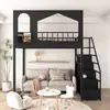 Cama Loft de Ferro Forjado para Apartamentos Pequenos, com Espaço Aberto Abaixo, Beliche Superior Individual, Cama Castelo Casa na Árvore High-Low Infantil, Duplex Segundo Andar