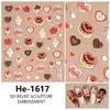 Redanco5D Em relevo Ins Popular Adesivos de Nail Art Dia dos Namorados Coração Bolo Estéreo Adesivos de Unha He1617