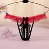 Ropa interior sexy al por mayor Tanga sexy de encaje con lazo abierto y cuentas para mujer 5038