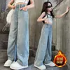 Jeans Reto para Meninas Outono 2025 Calças Largas de Outono e Inverno para Crianças Calças para Crianças Maiores Calças Esportivas para Crianças