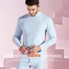 Ropa interior térmica sin costuras de cuello medio para hombre, traje con forro polar, cuello alto juvenil, prenda base, calzoncillos largos, otoño e invierno