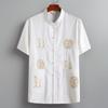 Terno Tang Masculino Verão Tops de Manga Curta para Homens de Meia-Idade e Idosos Roupas com Botões Estilo Chinês do Vovô Hanfu Masculino Tamanho Grande